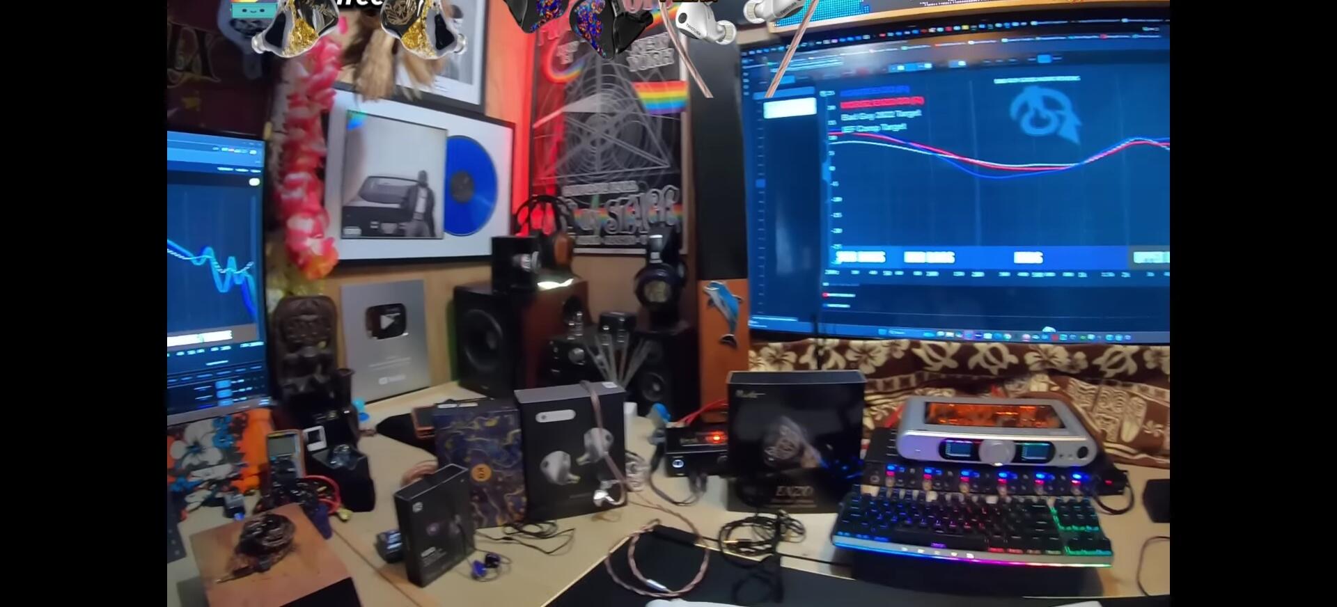 The speaker showing all earphones being compared