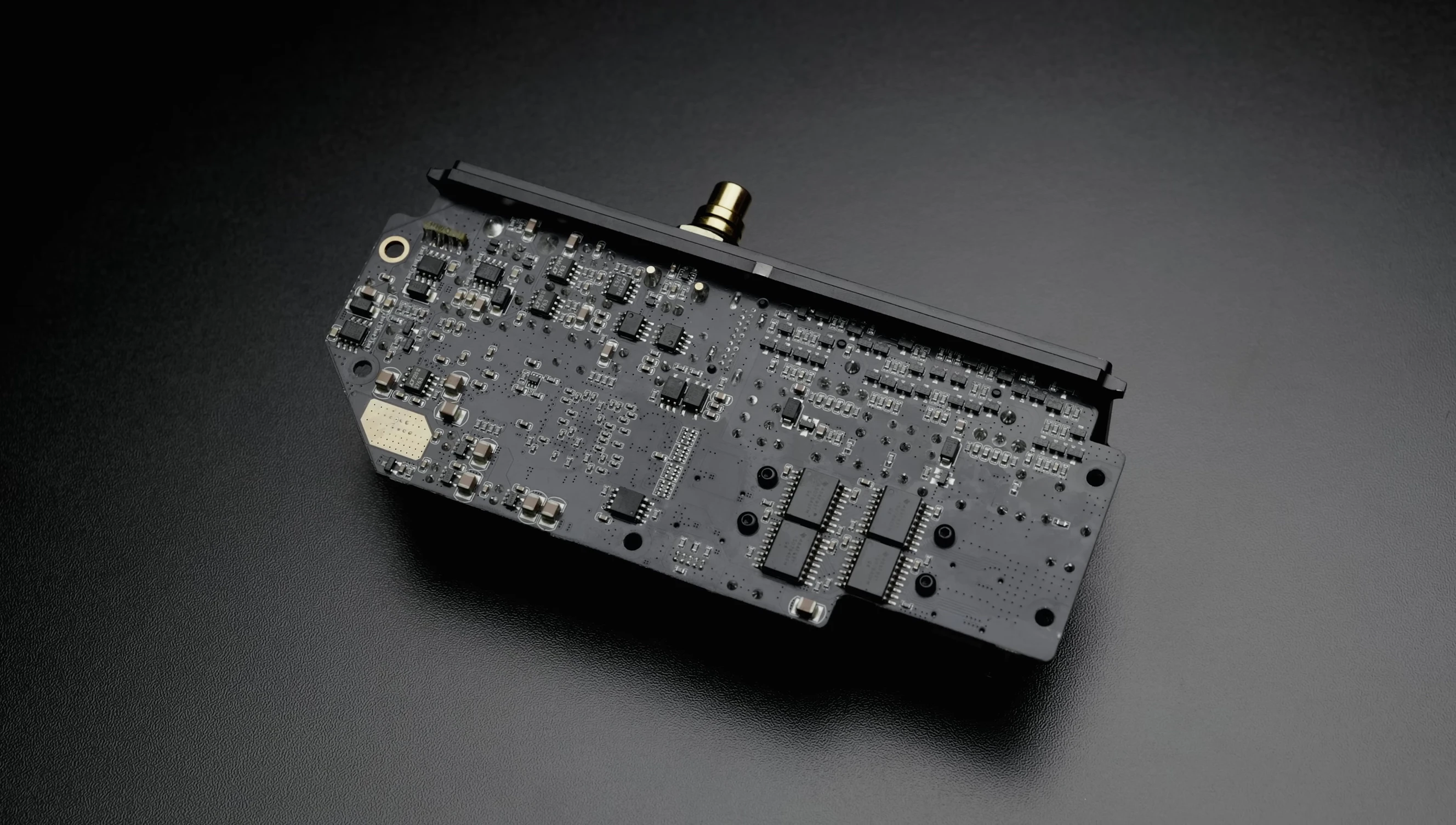 Close-up of the uDAC's internal circuitry, highlighting the output stage.