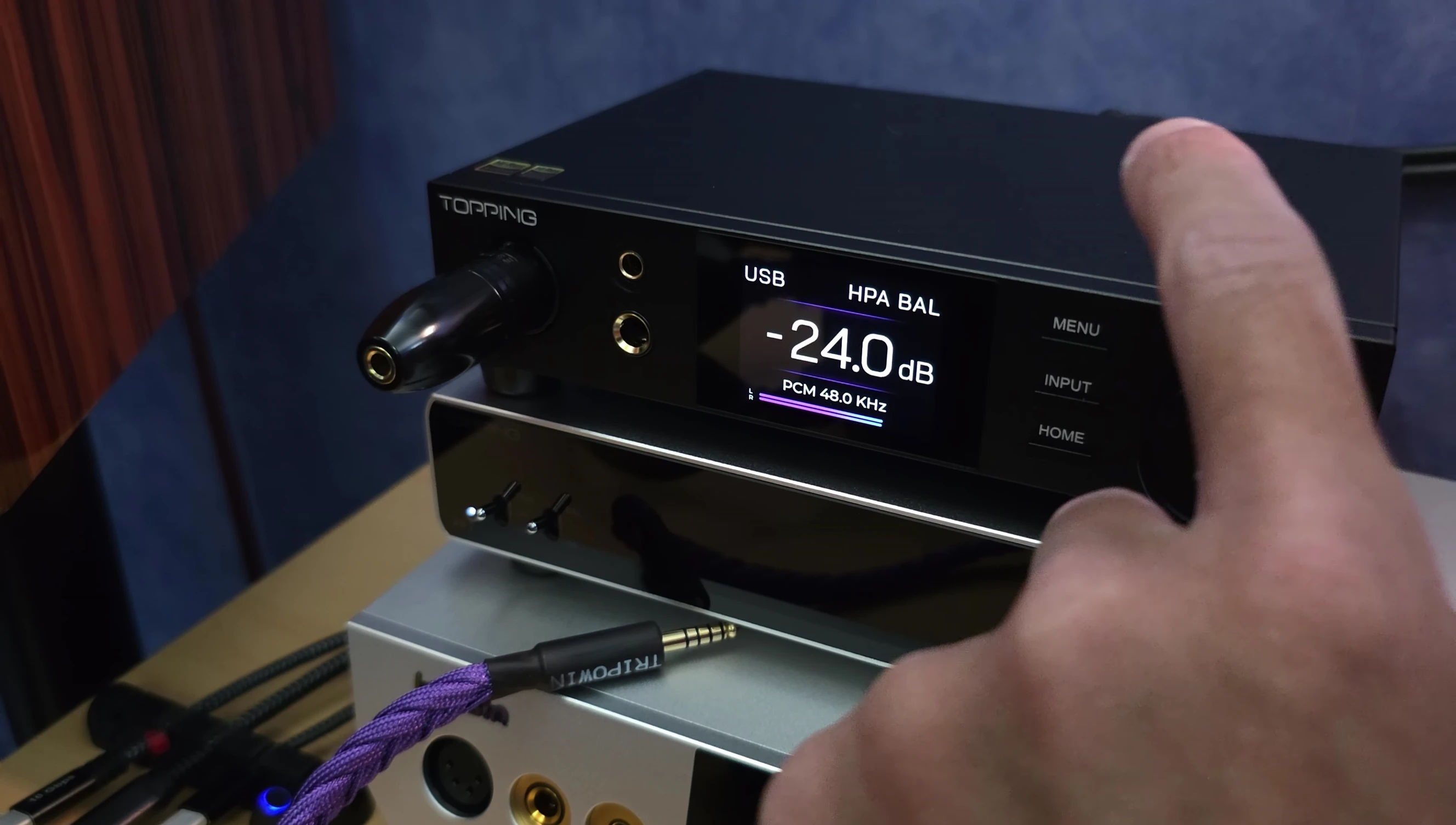The screen showing the parametric EQ settings.