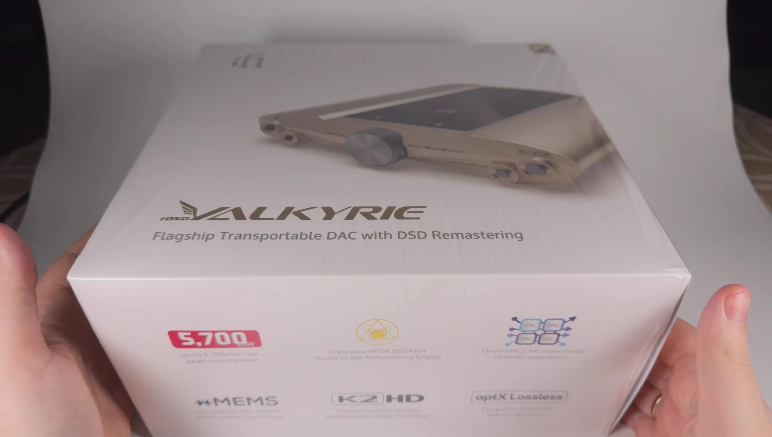 The large, heavy outer box of the iFi iDSD Valkyrie.