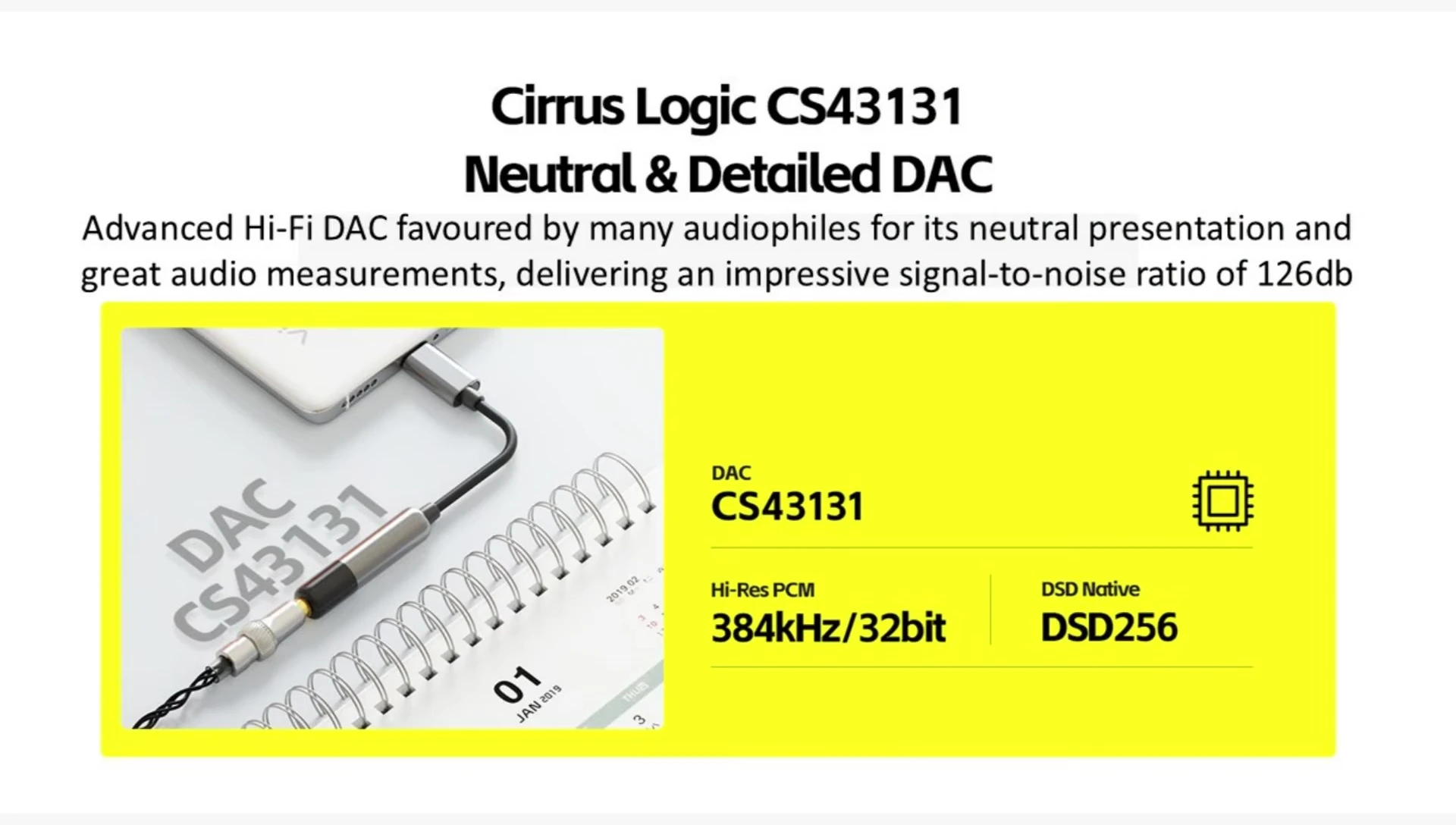 Screenshot showing the internal components of the Shanling UA Mini, focusing on the CS43131 DAC chip.