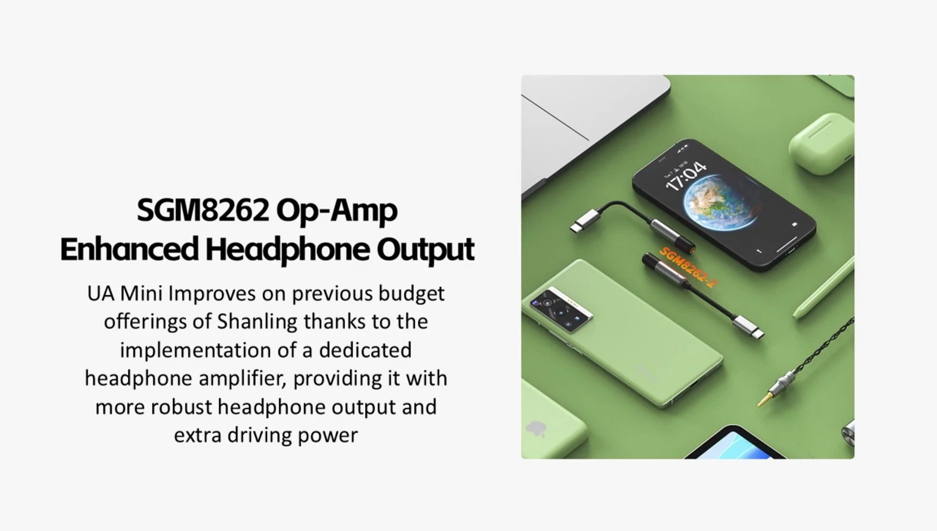 Image highlighting the integrated amplifier chip within the UA Mini.