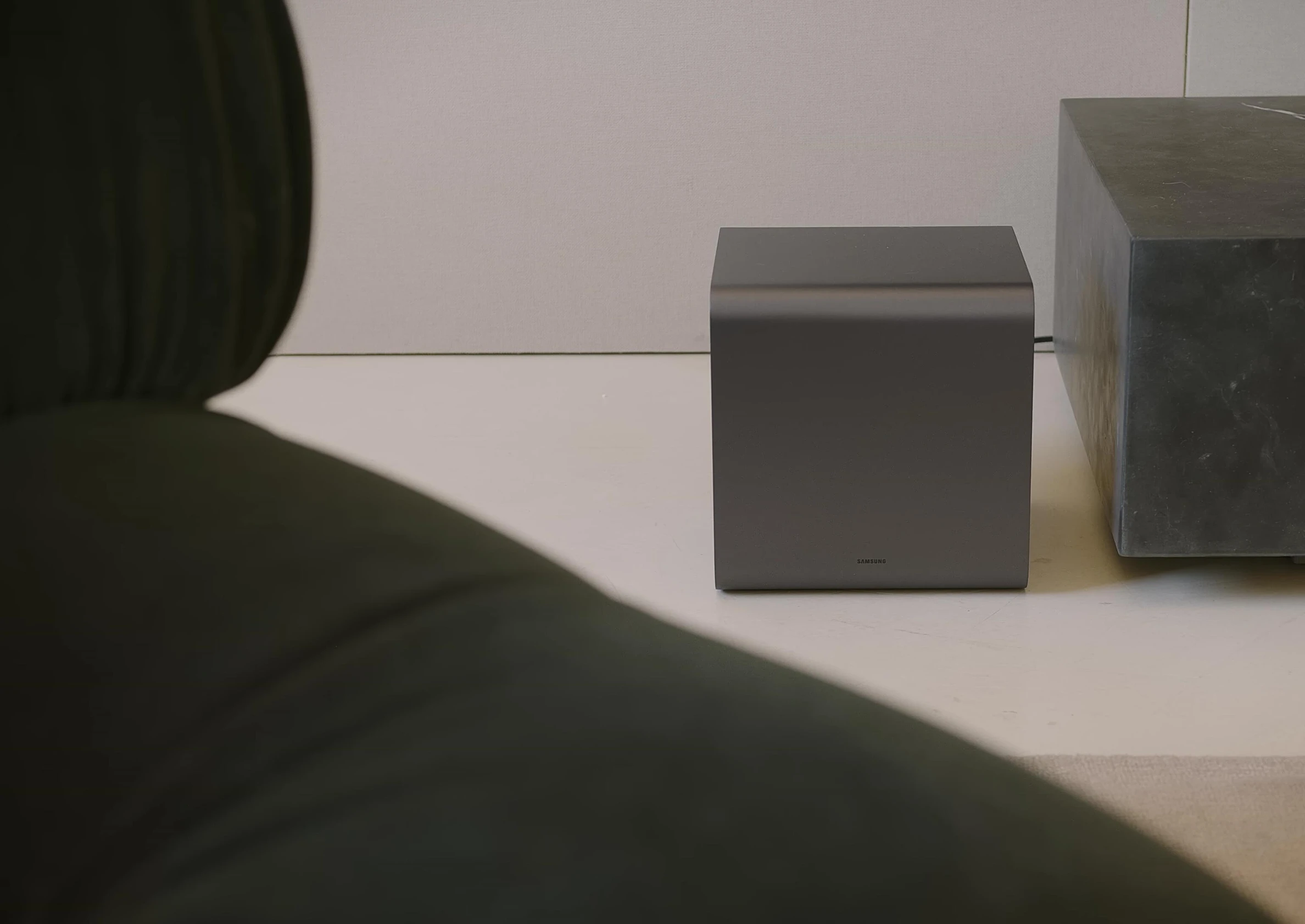 Subwoofer placement near the soundbar