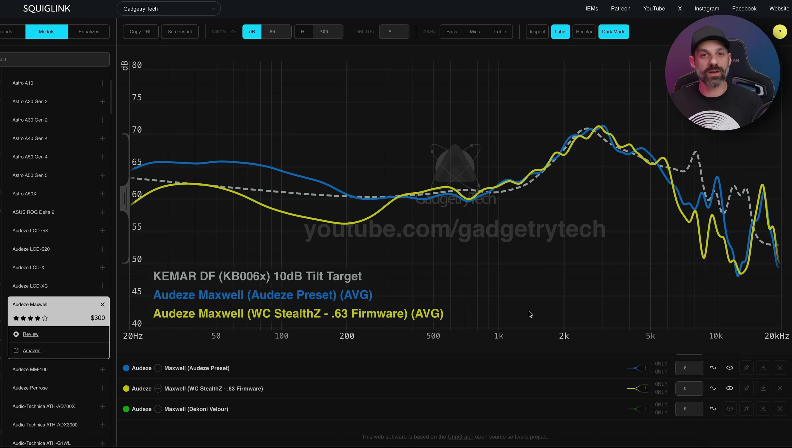 Frequency response comparison with Stealth Pad