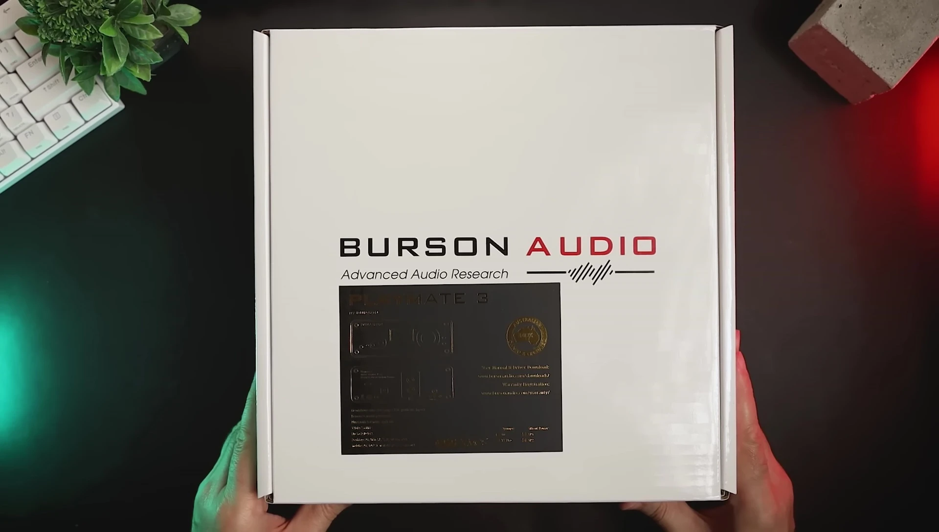 The Burson Audio Playmate 3 box with branding and model information.